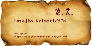 Matejko Krisztián névjegykártya